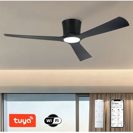 ZEVENTI - LED himmennettävä kattotuuletin AUREX LED/24W/230V 3000/4000/6000K Wi-Fi Tuya musta + kaukosäädin