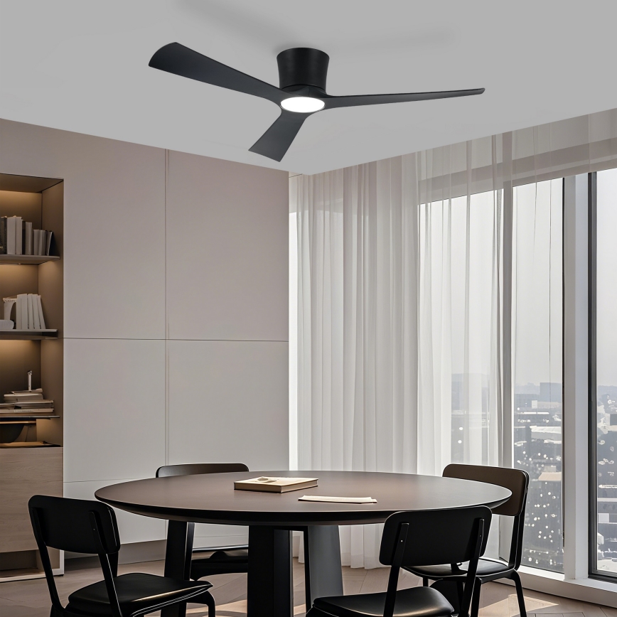 ZEVENTI - LED himmennettävä kattotuuletin AUREX LED/24W/230V 3000/4000/6000K Wi-Fi Tuya musta + kaukosäädin