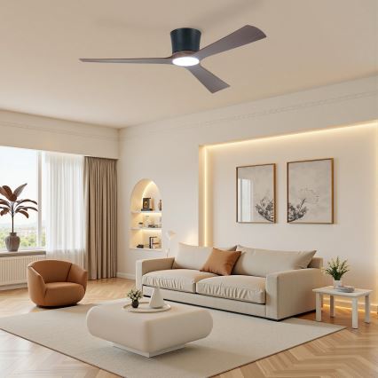 ZEVENTI - LED-himmennettävä kattotuuletin AUREX LED/24W/230V 3000/4000/6000K Wi-Fi Tuya musta/pähkinänvärinen + kaukosäädin