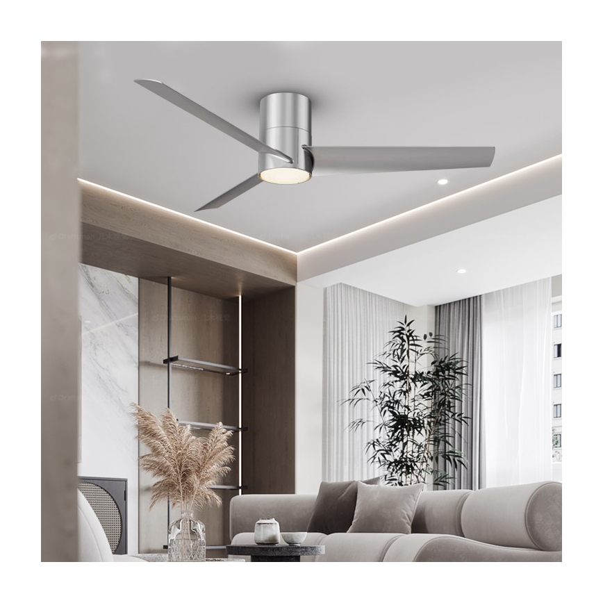 ZEVENTI - LED-kattotuuletin BARROSA LED/18W/230V 3000/4000/6000K Wi-Fi Tuya mattakromi + kaukosäädin