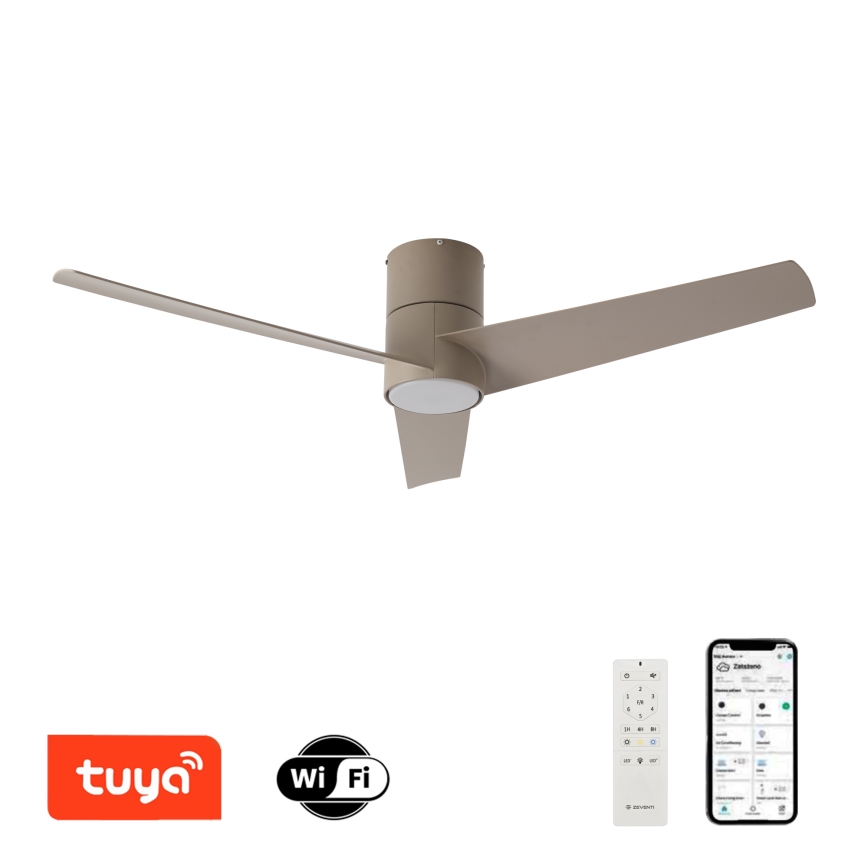 ZEVENTI - LED-kattotuuletin BARROSA LED/18W/230V 3000/4000/6000K Wi-Fi Tuya beige + kaukosäädin