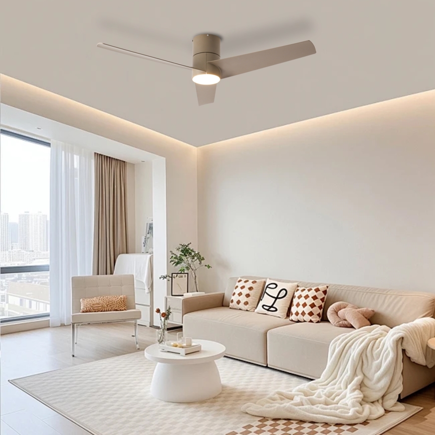 ZEVENTI - LED-kattotuuletin BARROSA LED/18W/230V 3000/4000/6000K Wi-Fi Tuya beige + kaukosäädin