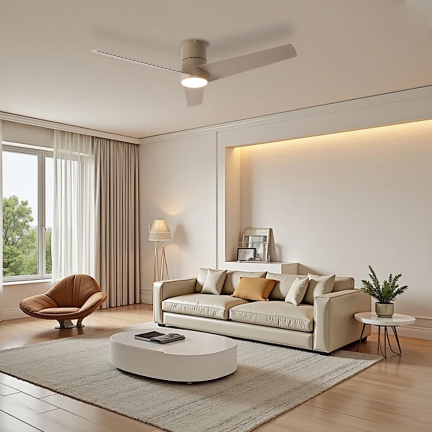 ZEVENTI - LED-kattotuuletin BARROSA LED/18W/230V 3000/4000/6000K Wi-Fi Tuya beige + kaukosäädin