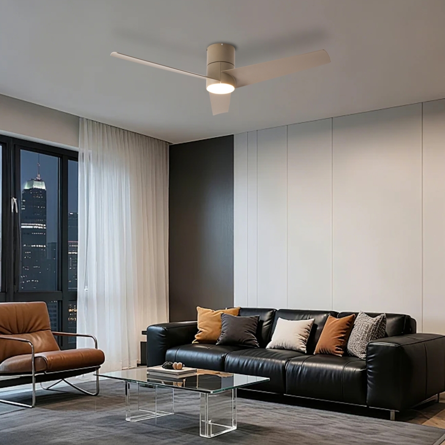 ZEVENTI - LED-kattotuuletin BARROSA LED/18W/230V 3000/4000/6000K Wi-Fi Tuya beige + kaukosäädin