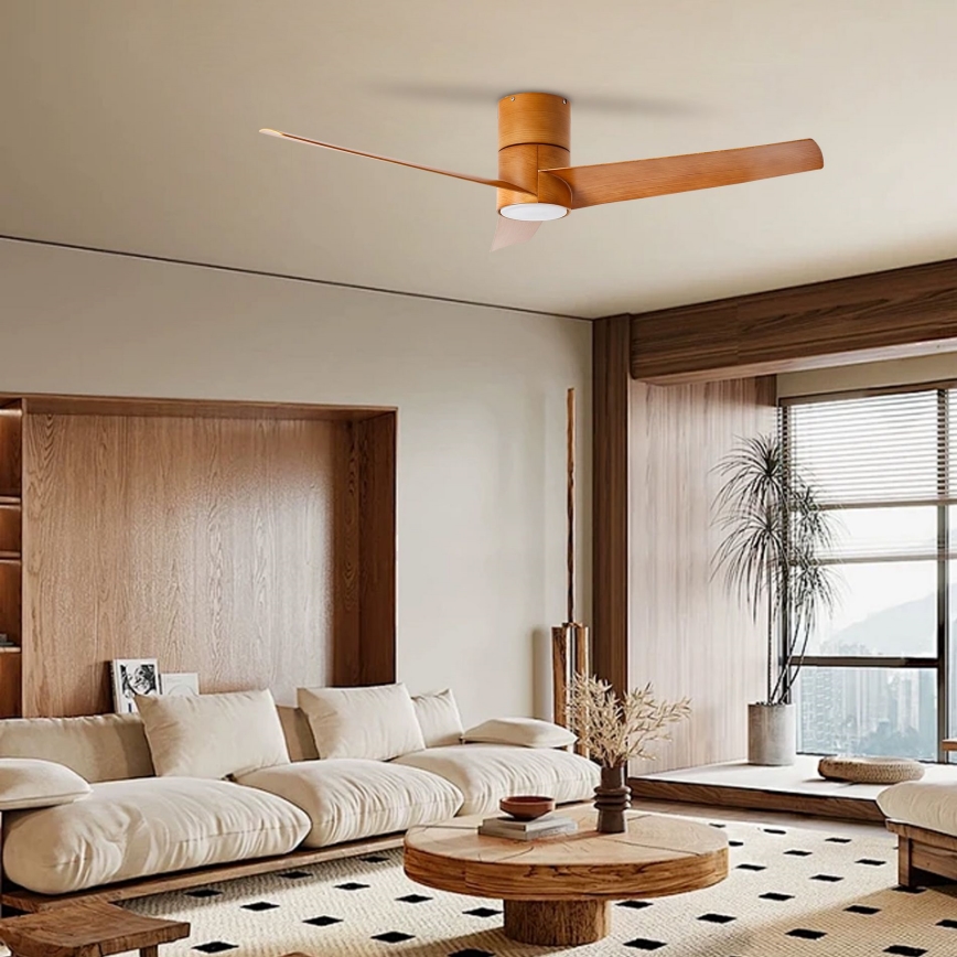 ZEVENTI - LED-kattotuuletin BARROSA LED/18W/230V 3000/4000/6000K Wi-Fi Tuya ruskea + kaukosäädin