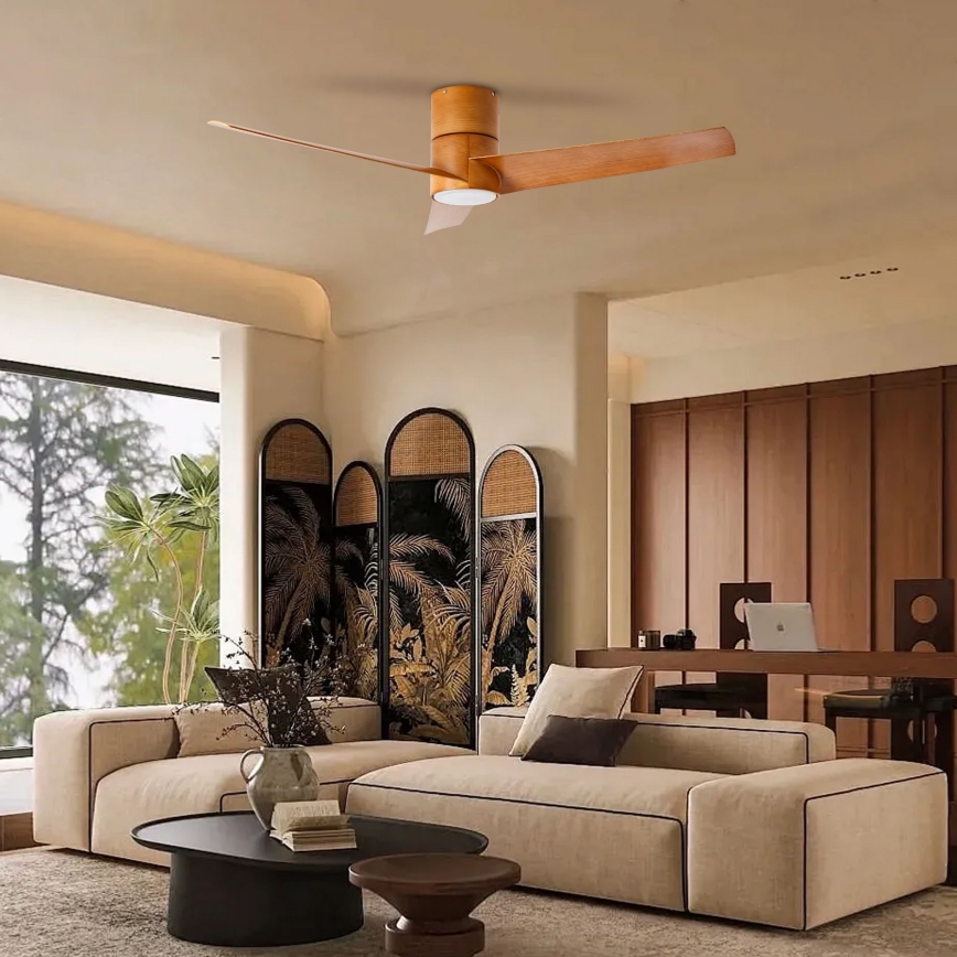 ZEVENTI - LED-kattotuuletin BARROSA LED/18W/230V 3000/4000/6000K Wi-Fi Tuya ruskea + kaukosäädin