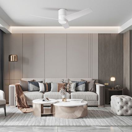 ZEVENTI - LED-kattotuuletin BARROSA LED/18W/230V 3000/4000/6000K Wi-Fi Tuya valkoinen + kauko-ohjain