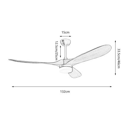 ZEVENTI - GINOSA LED-kattotuuletin LED/18W/230V 3000/4000/6000K Wi-Fi Tuya musta/tammi + kaukosäädin