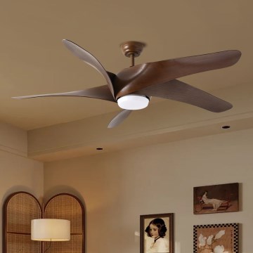 ZEVENTI - LED kattotuuletin LUCCA LED/18W/230V 3000/4000/6000K Wi-Fi Tuya ruskea + kaukosäädin