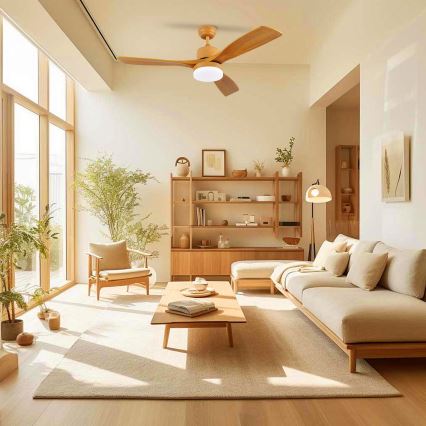 ZEVENTI - LED-kattotuuletin MARE LED/24W/230V 3000/4000/6000K Wi-Fi Tuya tammi + kaukosäädin