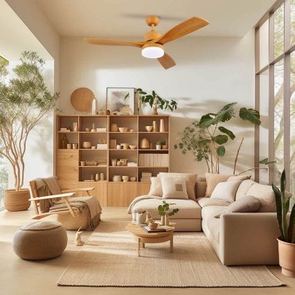 ZEVENTI - LED-kattotuuletin MARE LED/24W/230V 3000/4000/6000K Wi-Fi Tuya tammi + kaukosäädin