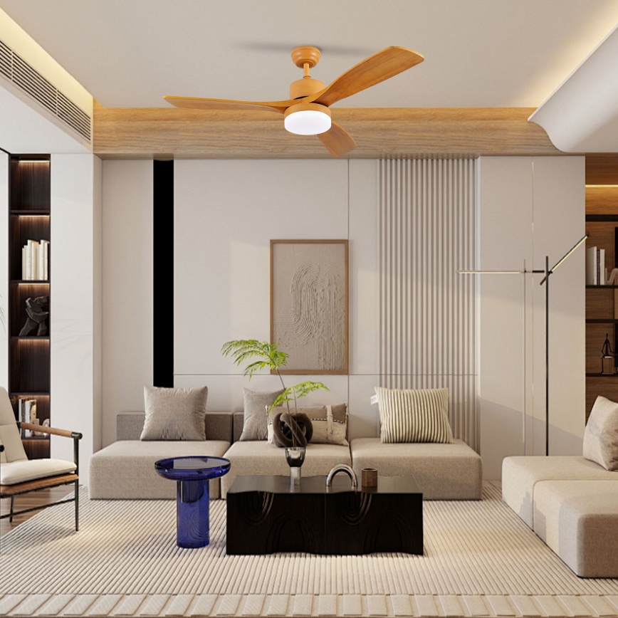 ZEVENTI - LED-kattotuuletin MARE LED/24W/230V 3000/4000/6000K Wi-Fi Tuya tammi + kaukosäädin