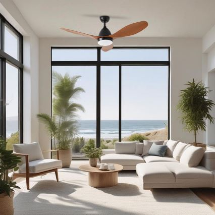 ZEVENTI - LED-kattotuuletin MURO LED/18W/230V 3000/4000/6000K Wi‑Fi Tuya musta + kaukosäädin