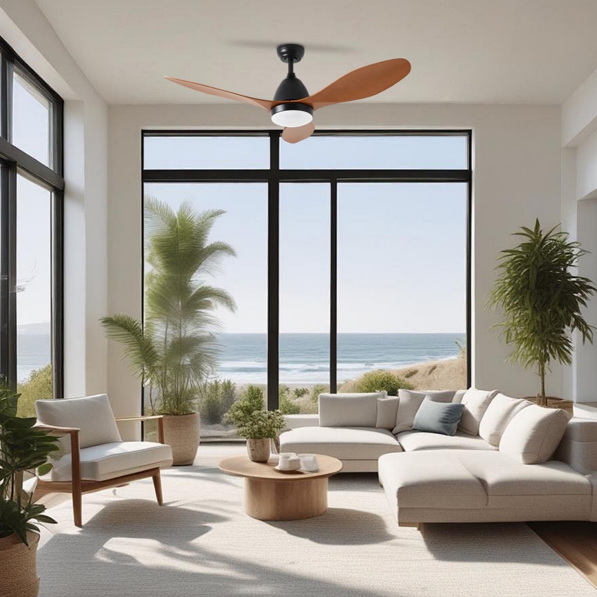 ZEVENTI - LED-kattotuuletin MURO LED/18W/230V 3000/4000/6000K Wi‑Fi Tuya musta + kaukosäädin