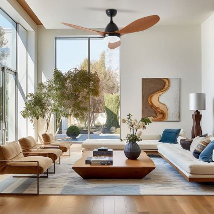 ZEVENTI - LED-kattotuuletin MURO LED/18W/230V 3000/4000/6000K Wi‑Fi Tuya musta + kaukosäädin