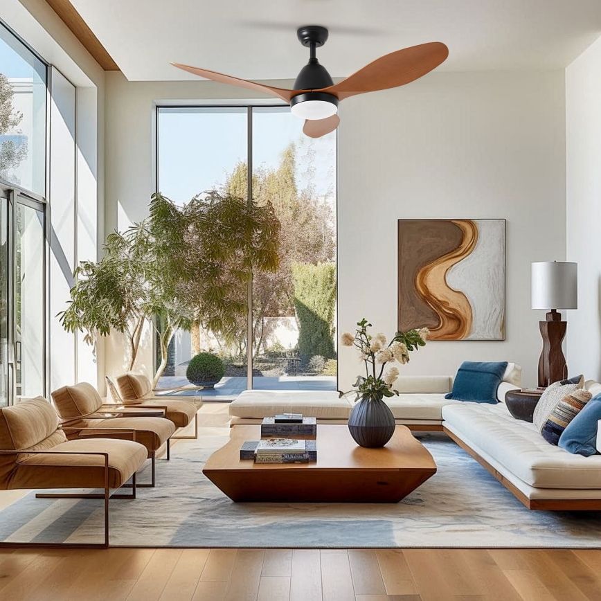 ZEVENTI - LED-kattotuuletin MURO LED/18W/230V 3000/4000/6000K Wi‑Fi Tuya musta + kaukosäädin