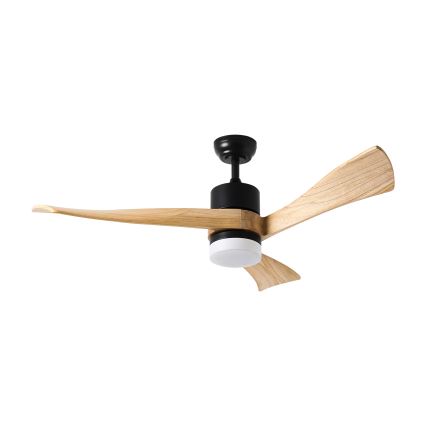 ZEVENTI - LED-kattotuuletin NATURITO LED/18W/230V 3000/4000/6000K Wi-Fi Tuya musta/tammi + kaukosäädin
