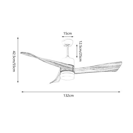ZEVENTI - LED-kattotuuletin NATURITO LED/18W/230V 3000/4000/6000K Wi-Fi Tuya musta/tammi + kaukosäädin