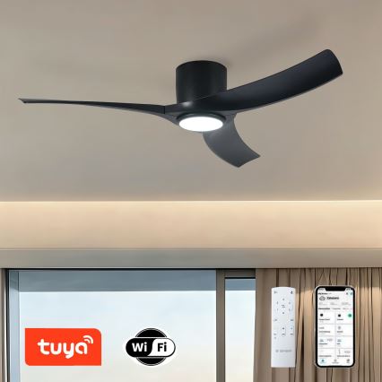 ZEVENTI - himmennettävä LED-kattotuuletin ORBITO LED/24W/230V 3000/4000/6000K Tuya Wi-Fi musta + kaukosäädin