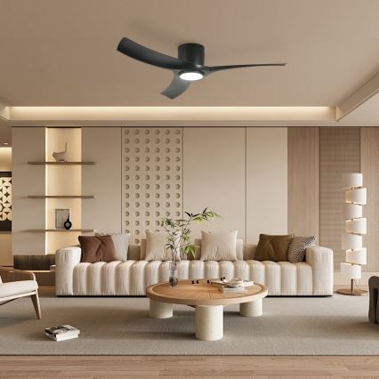 ZEVENTI - himmennettävä LED-kattotuuletin ORBITO LED/24W/230V 3000/4000/6000K Tuya Wi-Fi musta + kaukosäädin