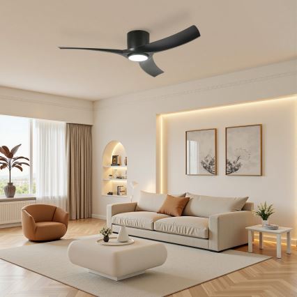 ZEVENTI - himmennettävä LED-kattotuuletin ORBITO LED/24W/230V 3000/4000/6000K Tuya Wi-Fi musta + kaukosäädin