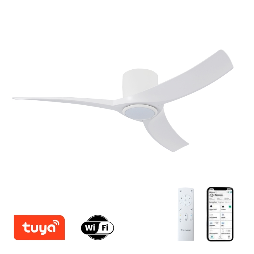 ZEVENTI - LED-himmennettävä kattotuuletin ORBITO LED/24W/230V 3000/4000/6000K Wi-Fi Tuya valkoinen + kaukosäädin