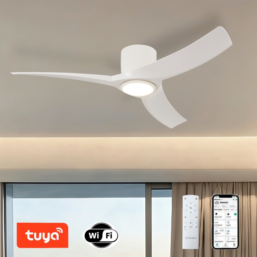 ZEVENTI - LED-himmennettävä kattotuuletin ORBITO LED/24W/230V 3000/4000/6000K Wi-Fi Tuya valkoinen + kaukosäädin