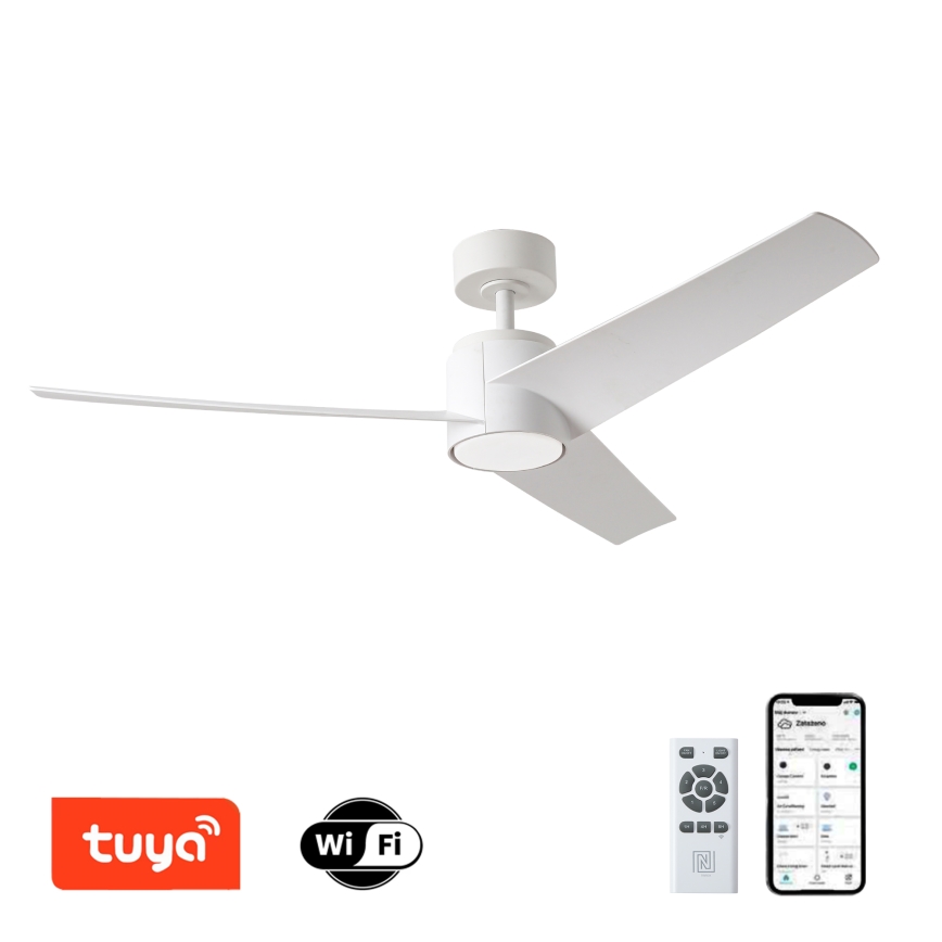 ZEVENTI - LED-kattotuuletin ORVIETO LED/18W/230V 3000/4000/6000K Wi-Fi Tuya valkoinen + kaukosäädin
