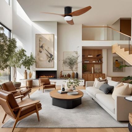 ZEVENTI - LED-kattotuuletin PADUA LED/18W/230V 3000/4000/6000K Wi-Fi Tuya musta/ruskea + kaukosäädin