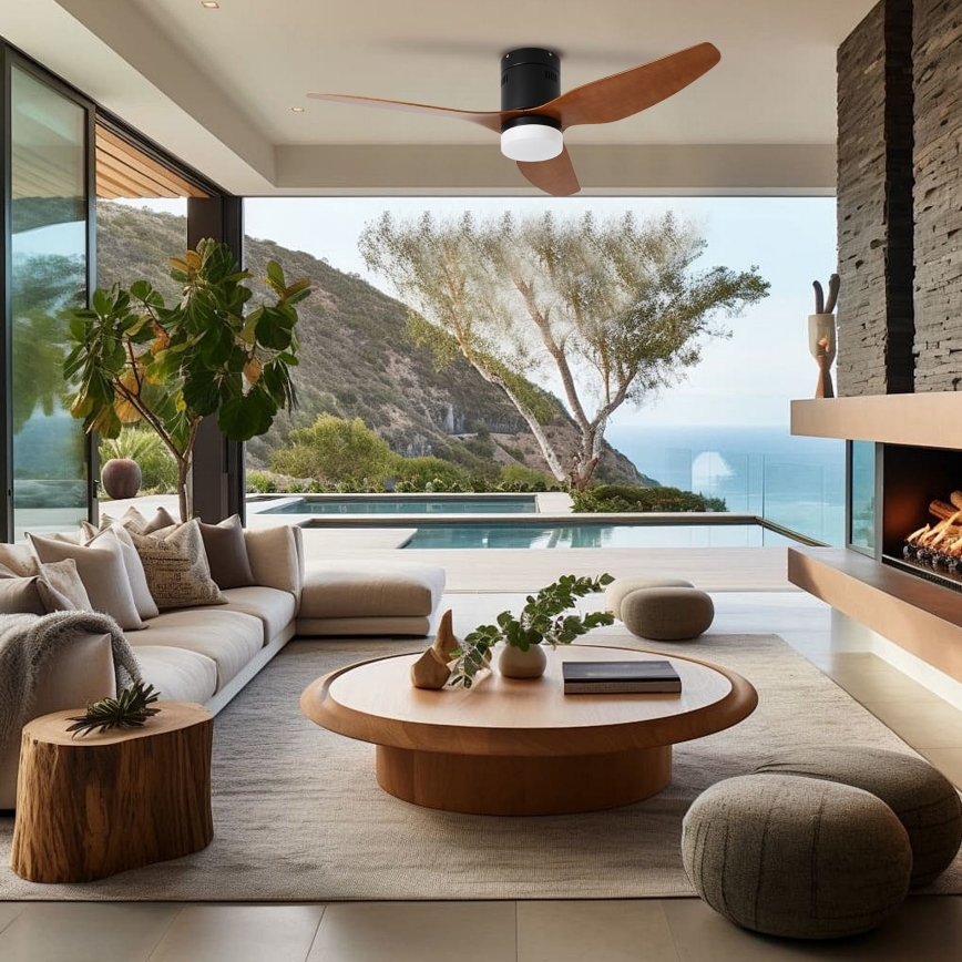 ZEVENTI - LED-kattotuuletin PADUA LED/18W/230V 3000/4000/6000K Wi-Fi Tuya musta/ruskea + kaukosäädin