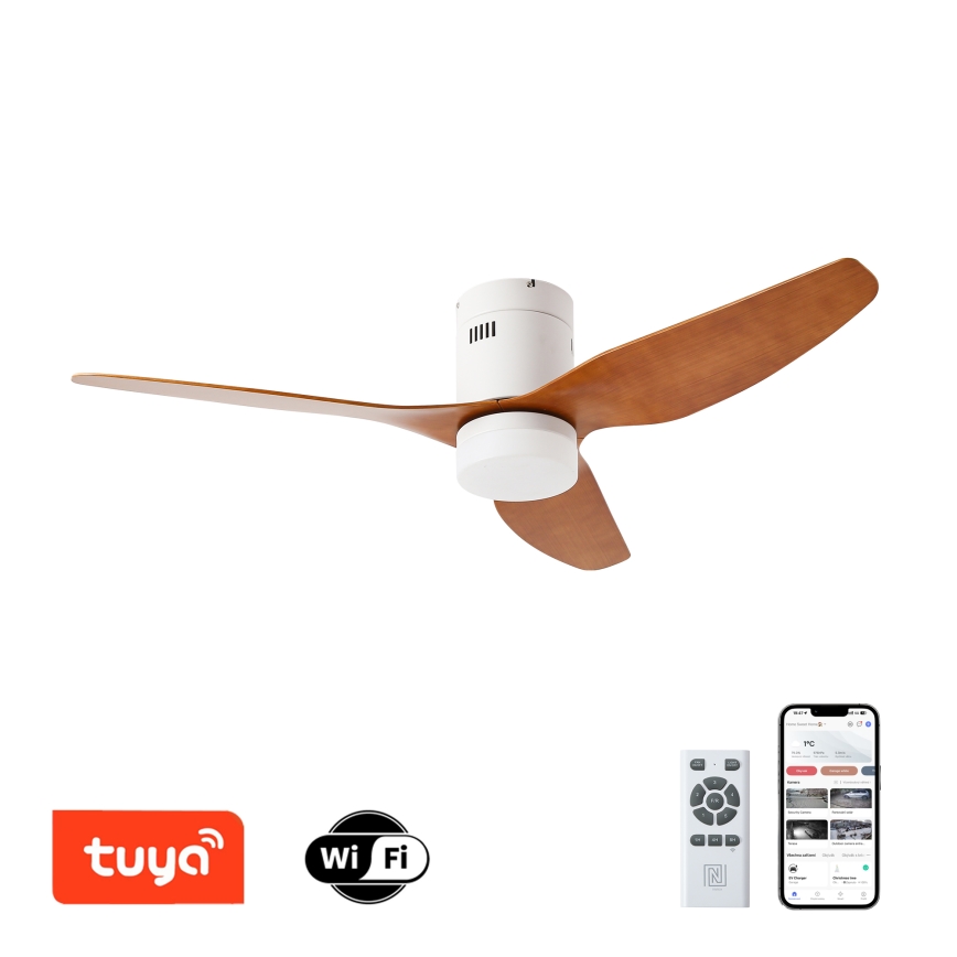 ZEVENTI - LED Kattotuuletin PADUA LED/18W/230V 3000/4000/6000K Wi-Fi Tuya valkoinen/ruskea + kaukosäädin