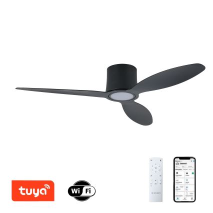 ZEVENTI - LED himmennettävä kattotuuletin VENTORA LED/24W/230V 3000/4000/6000K Wi-Fi Tuya musta + kaukosäädin