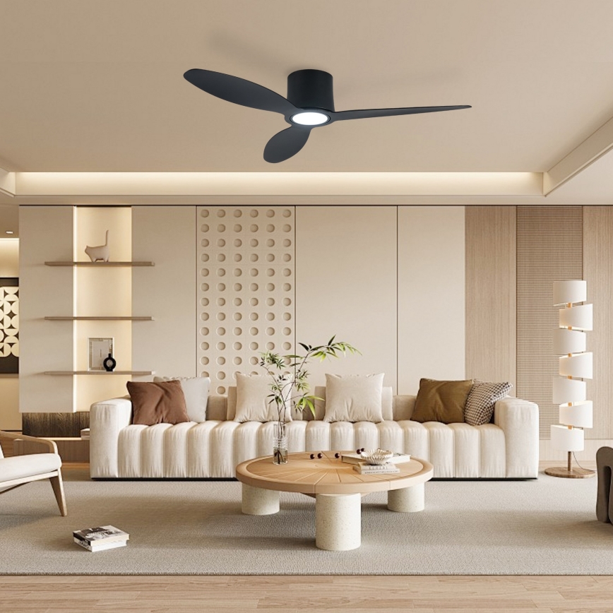 ZEVENTI - LED himmennettävä kattotuuletin VENTORA LED/24W/230V 3000/4000/6000K Wi-Fi Tuya musta + kaukosäädin