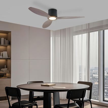 ZEVENTI - LED-himmennettävä kattotuuletin VENTORA LED/24W/230V 3000/4000/6000K Wi-Fi Tuya musta/pähkinä + kaukosäädin