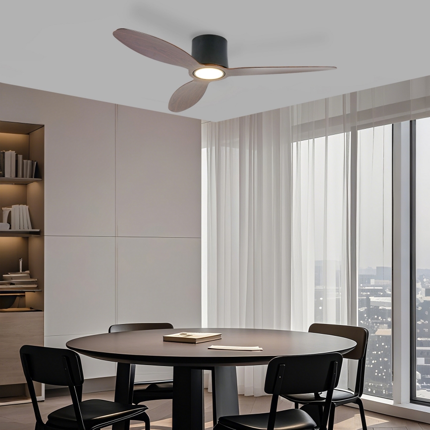 ZEVENTI - LED-himmennettävä kattotuuletin VENTORA LED/24W/230V 3000/4000/6000K Wi-Fi Tuya musta/pähkinä + kaukosäädin