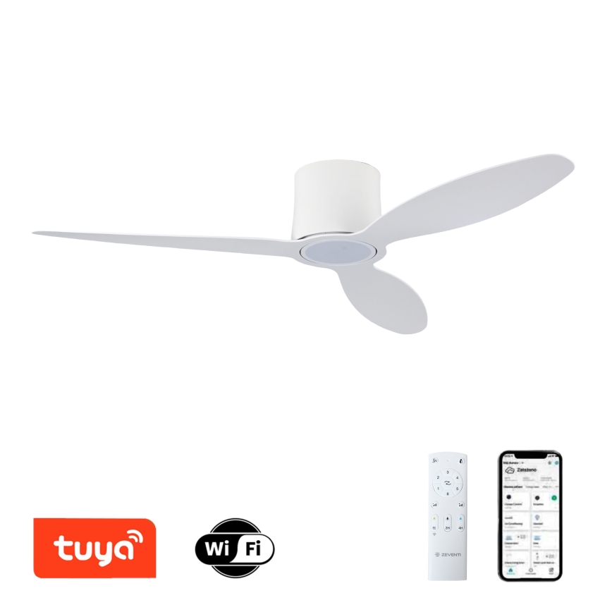 ZEVENTI - himmennettävä LED-kattotuuletin VENTORA LED/24W/230V 3000/4000/6000K Wi-Fi Tuya valkoinen + kaukosäädin
