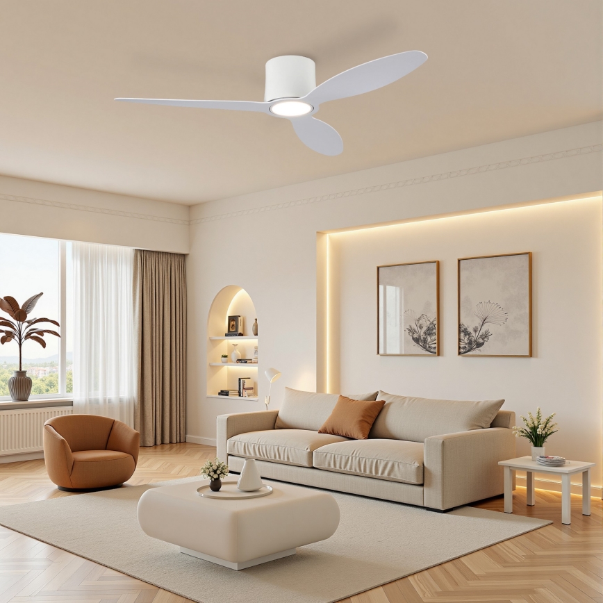 ZEVENTI - himmennettävä LED-kattotuuletin VENTORA LED/24W/230V 3000/4000/6000K Wi-Fi Tuya valkoinen + kaukosäädin