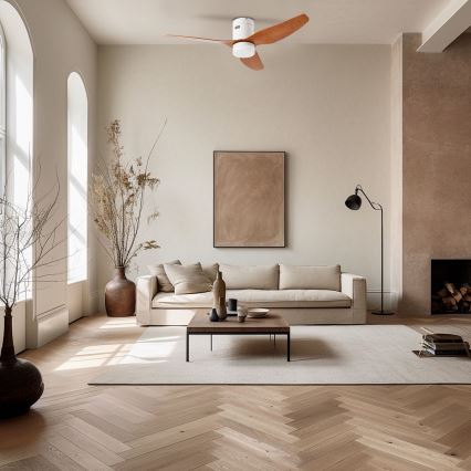 ZEVENTI - LED-kattotuuletin PADUA LED/18W/230V 3000/4000/6000K Wi-Fi Tuya valkoinen/ruskea + kaukosäädin