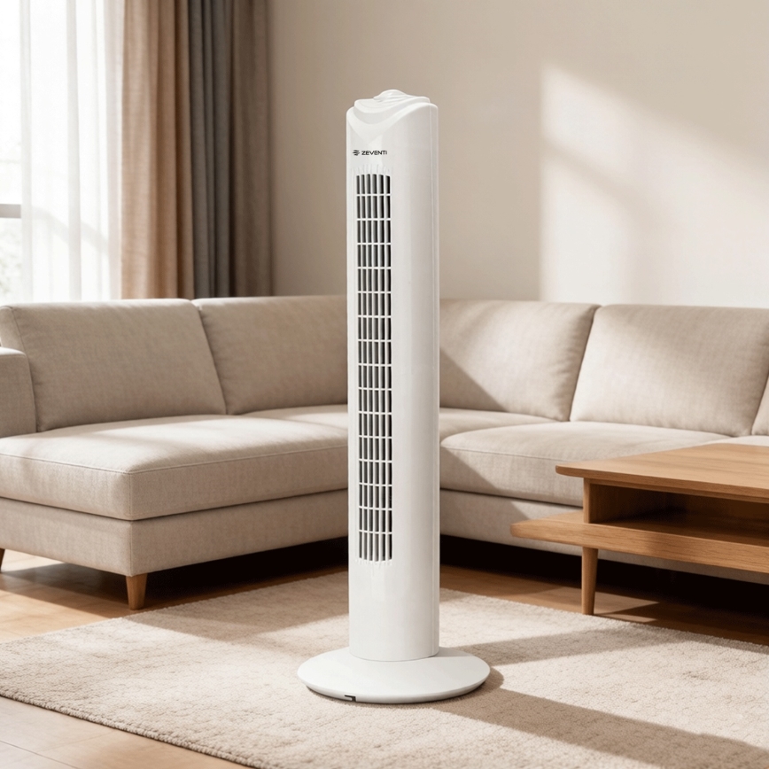 ZEVENTI - Pylvästuuletin FLOW 45W/230V valkoinen