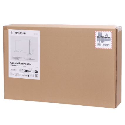 ZEVENTI - Sähköinen suora-/konvektorilämmitin LCD-näytöllä 1250/2000W/230V valkoinen + kaukosäädin