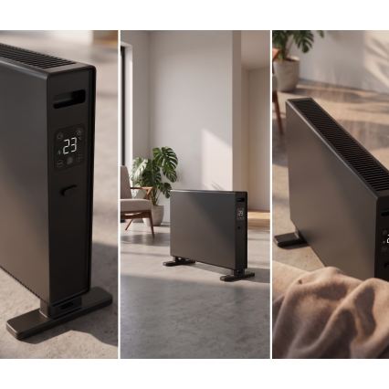 ZEVENTI - Sähköinen suora lämmitin/konvektori LCD-näytöllä 1250/2000W/230V musta + kaukosäädin