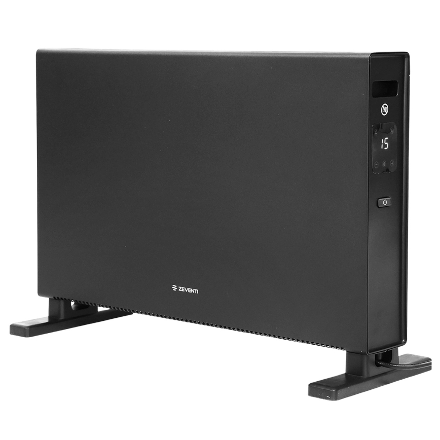 ZEVENTI - Sähköinen suora lämmitin/konvektori LCD-näytöllä 1250/2000W/230V musta + kaukosäädin