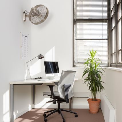 ZEVENTI - Seinäkiinnitteinen tuuletin FREEZE 50W/230V Ø 45 cm mattakromi + kaukosäädin