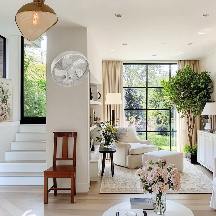 ZEVENTI - Seinäkiinnitteinen tuuletin FANNY 50W/230V halkaisija 45 cm mattakromi + kaukosäädin