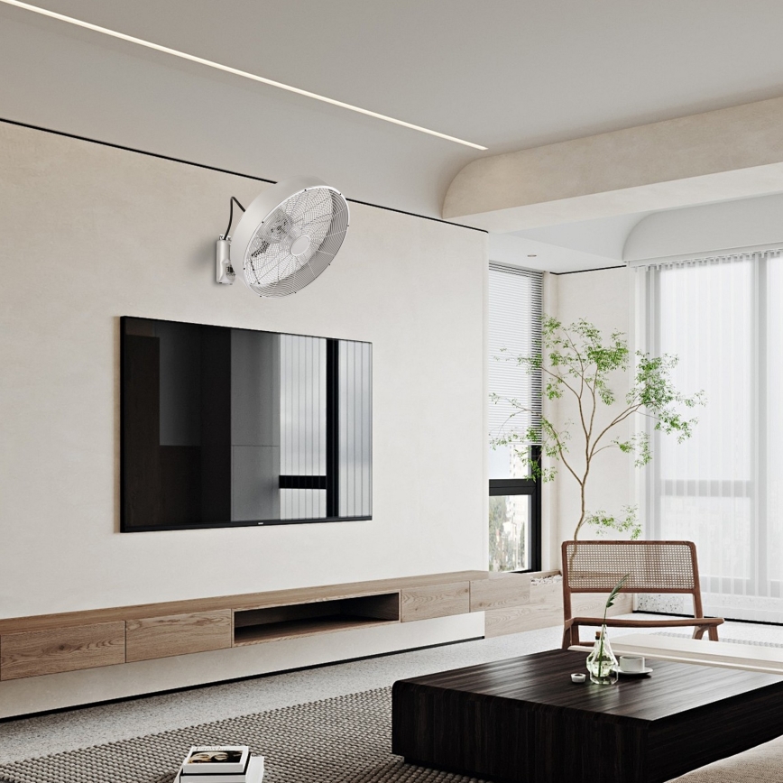 ZEVENTI - Seinäkiinnitteinen tuuletin FANNY 50W/230V halkaisija 45 cm mattakromi + kaukosäädin