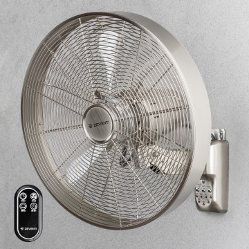 ZEVENTI - Seinäkiinnitteinen tuuletin FREEZE 50W/230V Ø 45 cm mattakromi + kaukosäädin
