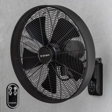 ZEVENTI - Seinäpuhallin FREEZE 50W/230V Ø 45 cm musta + kaukosäädin