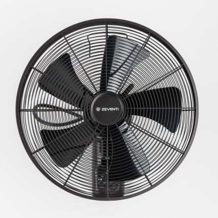 ZEVENTI - Seinäpuhallin FREEZE 50W/230V Ø 45 cm musta + kaukosäädin