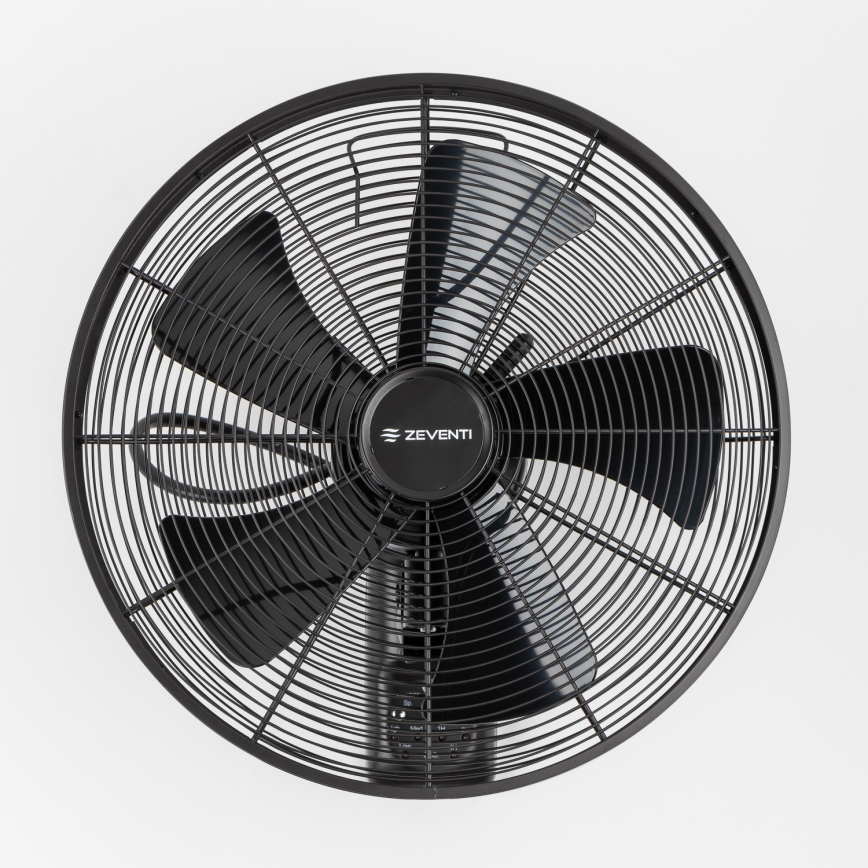 ZEVENTI - Seinäpuhallin FREEZE 50W/230V Ø 45 cm musta + kaukosäädin