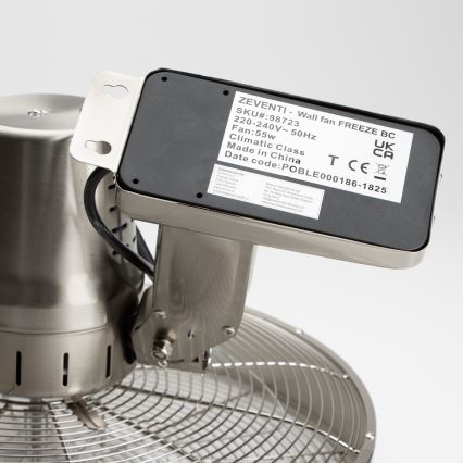 ZEVENTI - Seinätuuletin FREEZE 50W/230V halkaisija 40 cm mattakromi + kauko-ohjaus